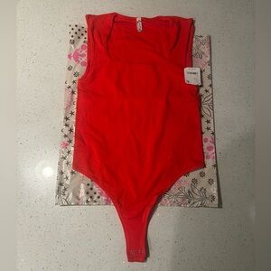 NWT Free People square neck bodysuit with shelf bra built in